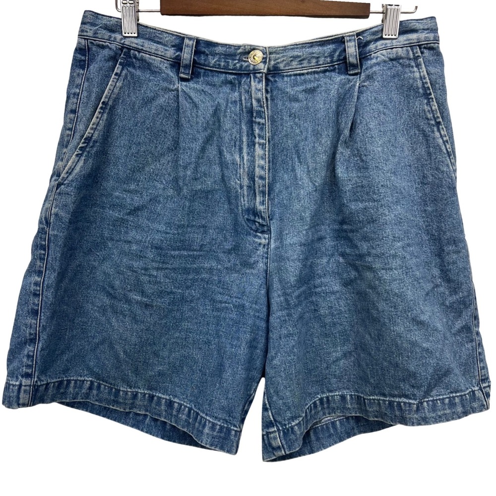 Lauren Jeans Co Ralph Lauren Shorts Womens 10 Blue Denim High Rise Pleated 90s